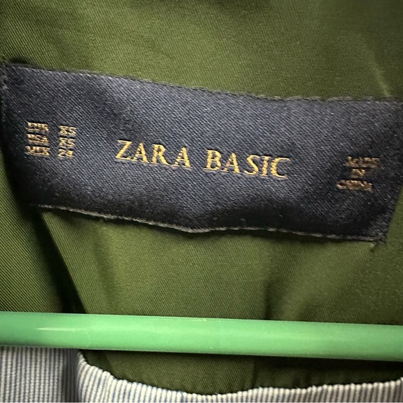 Zara Basic Green Belted Open Front Trench Coat with Pockets Womens XS - Picture 12 of 15